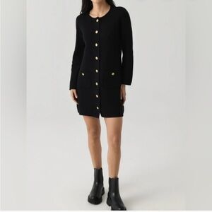 Alex‎ Mill - Paris Sweater Dress / Cardigan - black with gold buttons, size XL
